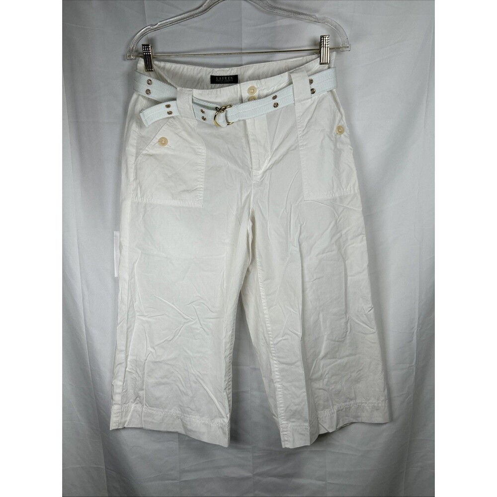 Lauren Ralph Lauren Woman Cream Cargo Capri Wide Leg Nautical Pants Size 8P